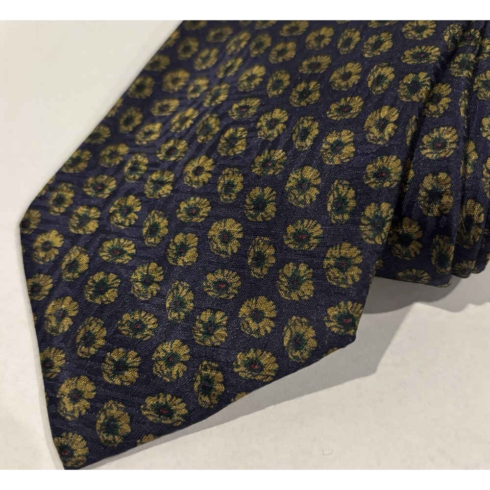 STEFANO RICCI for Saks Fifth Avenue Silk Tie Navy Floral Italy Vintage Navy
